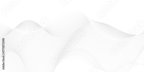 Minimal vector sound wave digital white, gray blend futuristic technology flow tech transparent line stripe energy connection web music and sound, beautiful dynamic smooth space texture background.	
