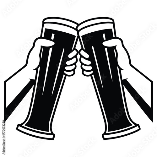 A black silhouette of a toasting friends