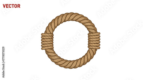 A thick twisted rope forms a circular noose shape against a white background