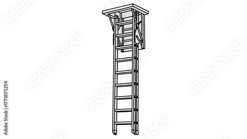 Attic ladder mechanism viewed from an angle