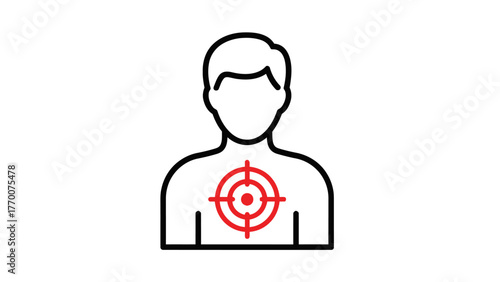 Icon of a person with a red target on their chest