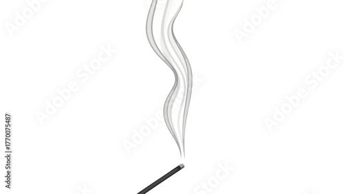 Incense stick burning with smoke rising