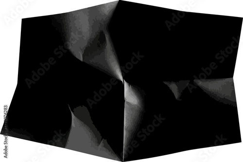 black paper geometry sculptural folds create dynamic shadows and stark form