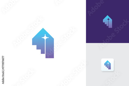 house and star logo design vector template