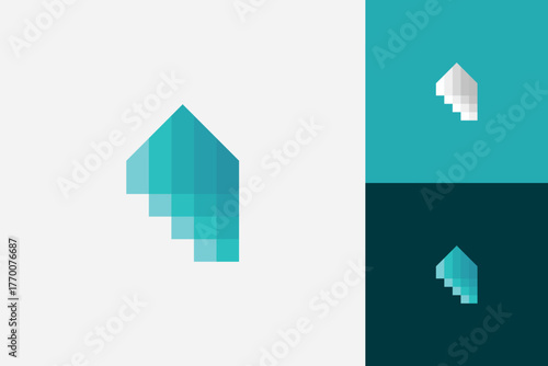 pixel house logo design vector template