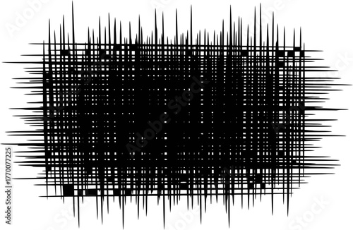 disrupted pattern abstract black lines interlock, symbolizing chaos and tension
