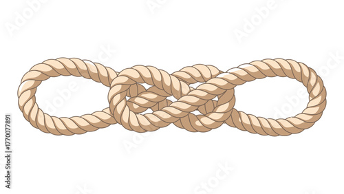 Rope knot in the shape of a horizontal infinity symbol