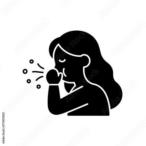 a woman is coughing because she is sick with the flu or a cold and has a respiratory viral infection