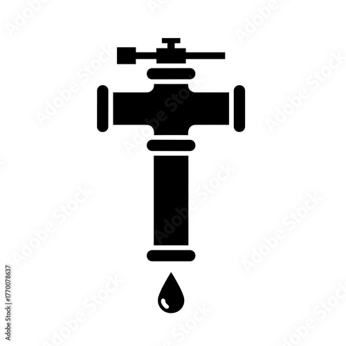 a simple vector illustration of a water tap with a dripping drop, perfect for plumbing or water concepts