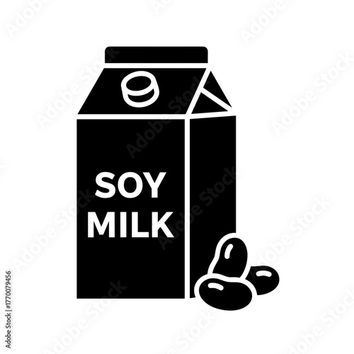 A carton of soy milk with soy beans, a healthy and nutritious dairy free alternative for your diet needs