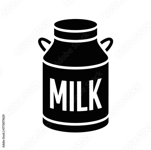 a black and white vector illustration of a milk can perfect for dairy farm or product designs needs