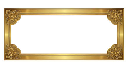 Ornate antique gold picture frame with decorative corner accents on a black background