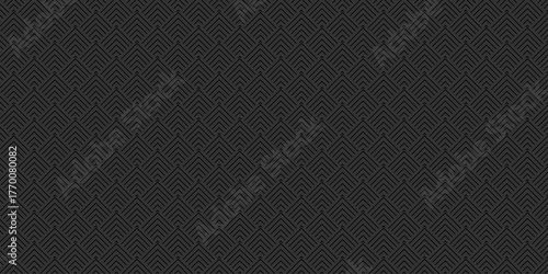 Minimal overlap vector black and gray mosaic gradient Pattern grid metal lines fabric square background. seamless fabric geomatics overlapping create retro line pattern design.	