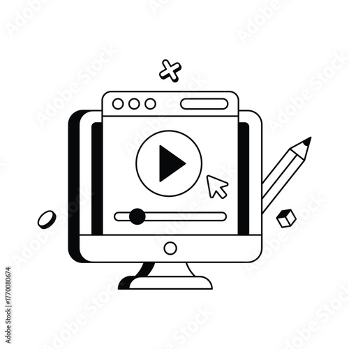 Showing digital content creation and design workflow Vector Icon
