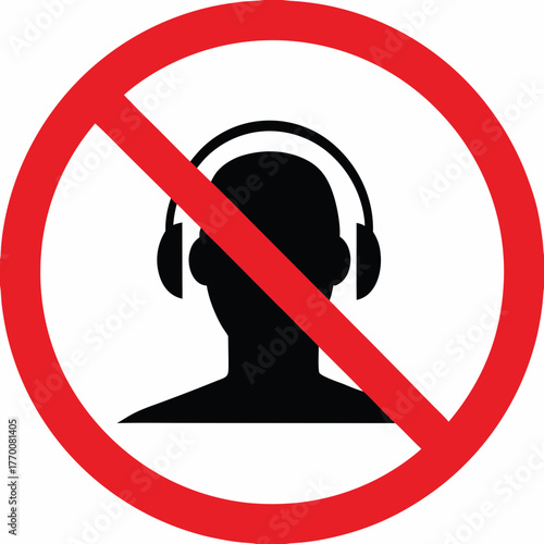No Earphones Allowed Sign