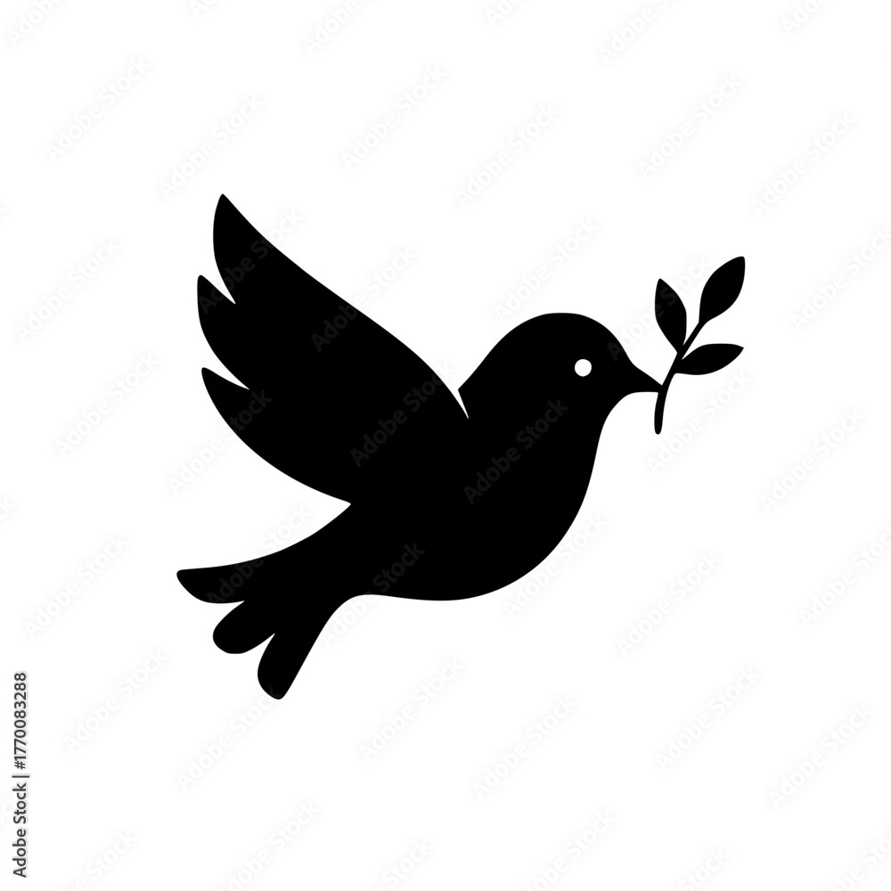 Fototapeta premium Dove with Leaf in Beak, Peace and Nature, Environmental Harmony
