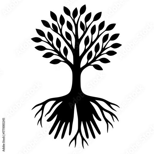 Tree of Life with Hands, Symbol of Growth and Connection