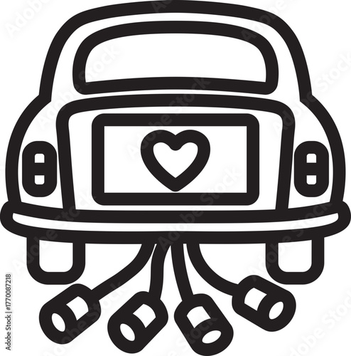 Just Married Car Line Icon