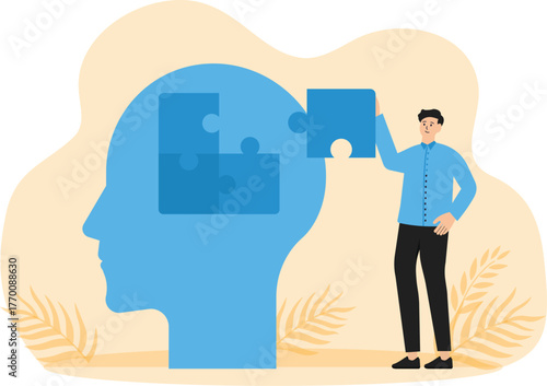 Mental health and Businessmen with mental disorders fight against stress, depression and emotional burnout and other psychological problems concept
