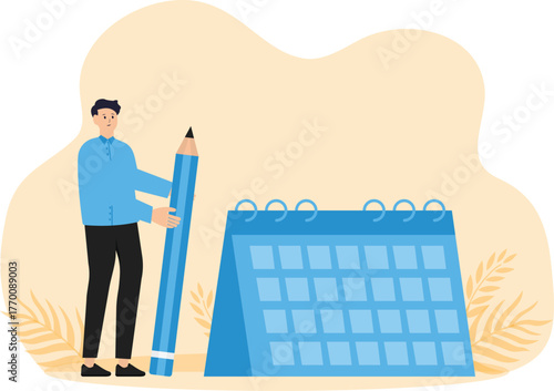 Schedule planning for work and tasks, filling check list and making schedule using calendar. Business and organization concept
