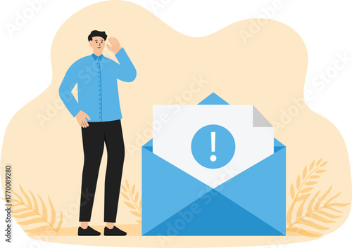 Characters having financial problems and debts and loans. reading letters from collection agency and carrying debt concept

