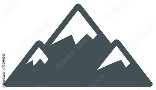 Mountain Peaks Icon Snowy Tops Design Mountaineering Hiking Adventure Silhouette