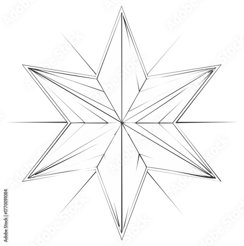 Abstract six-pointed star graphic design with sharp geometric lines and crystalline facets