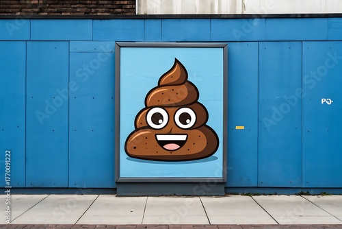 poop emoticon on blue