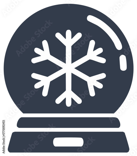 Snow Globe with Snowflake Icon Representing Winter Holidays Christmas and Cold Weather