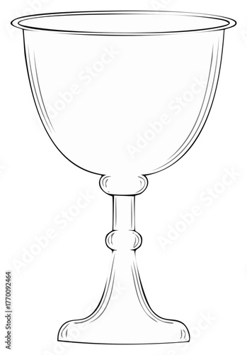 Elegant antique goblet or chalice hand drawn line art illustration