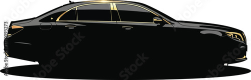 Elegant black sedan isolated on white background, representing luxury and sophistication with its sleek design and premium features for comfortable travel