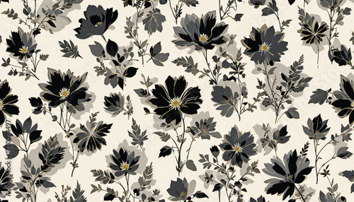 Vintage-Inspired Botanical Seamless Pattern with Delicate Leaf Shapes Ai Generate.