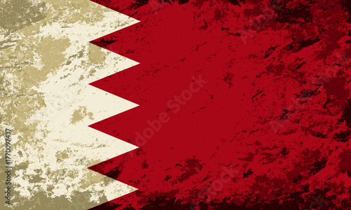 Bahraini flag brush stroke grunge style background layout. Vector illustration.