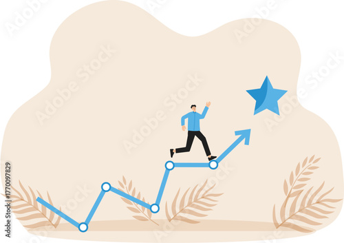 Business opportunity and Entrepreneur reaching for the stars. success in business and career growth. the path to success or aspirations to achieve business goals
