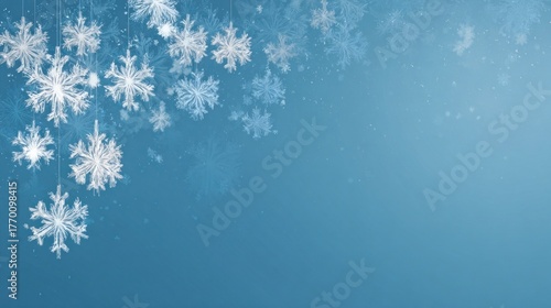 Blue Christmas background with snowflakes and wintry theme