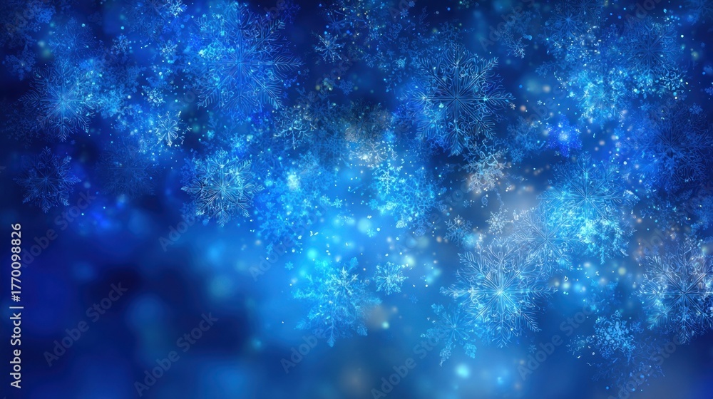 Fototapeta premium Blue Christmas background with snowflakes