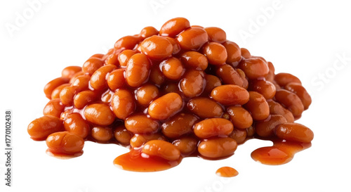 Heap Of Baked Beans In Tomato Sauce isolated on transparent background