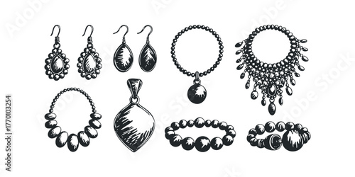 Collection of Hand-Drawn Jewelry Items