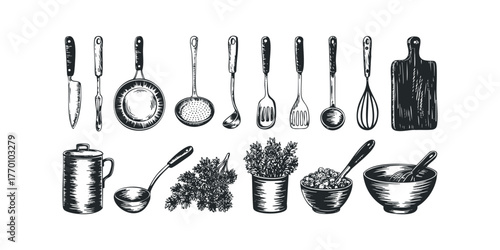Kitchen Utensils And Ingredients Collection