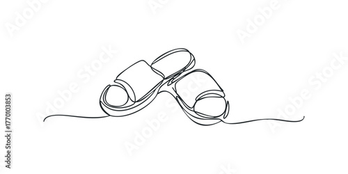 Continuous line drawing of a pair of sandals