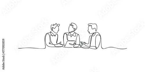 Three men in discussion during a meeting