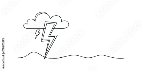 Stormy Cloud with Lightning Bolt Symbol