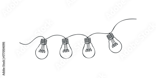 Outline of light bulbs on a string