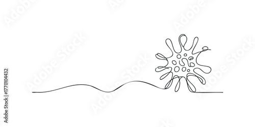 Single line drawing of a stylized microbe shape