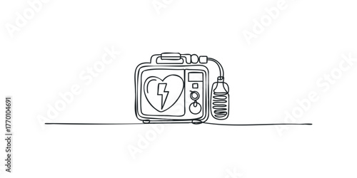 Defibrillator medical device line drawing