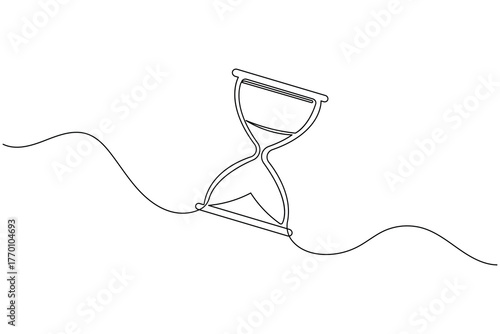 Hourglass continuous one line drawing minimalist sand timer concept illustration