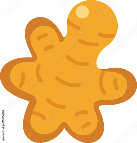 Fresh ginger root with textured skin isolated on a white background