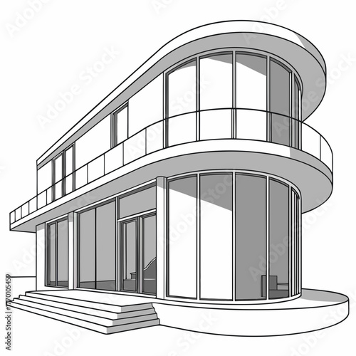 Modern house with curved balconies