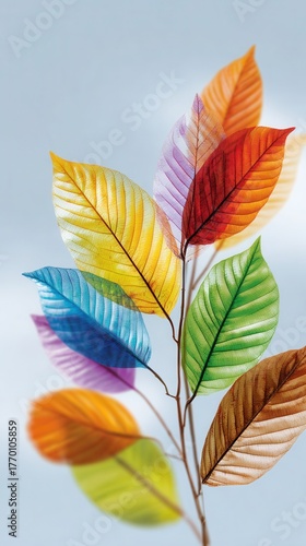 Colorful leaves sky backdrop