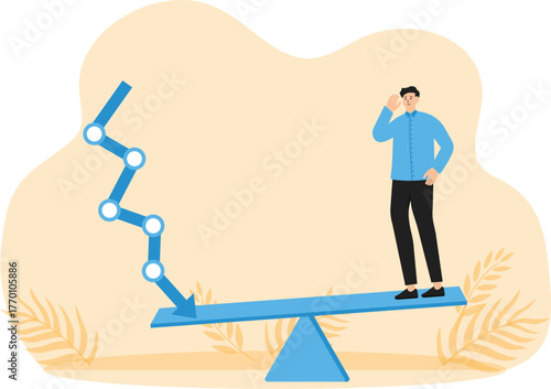 Economic decline and financial crisis concept
